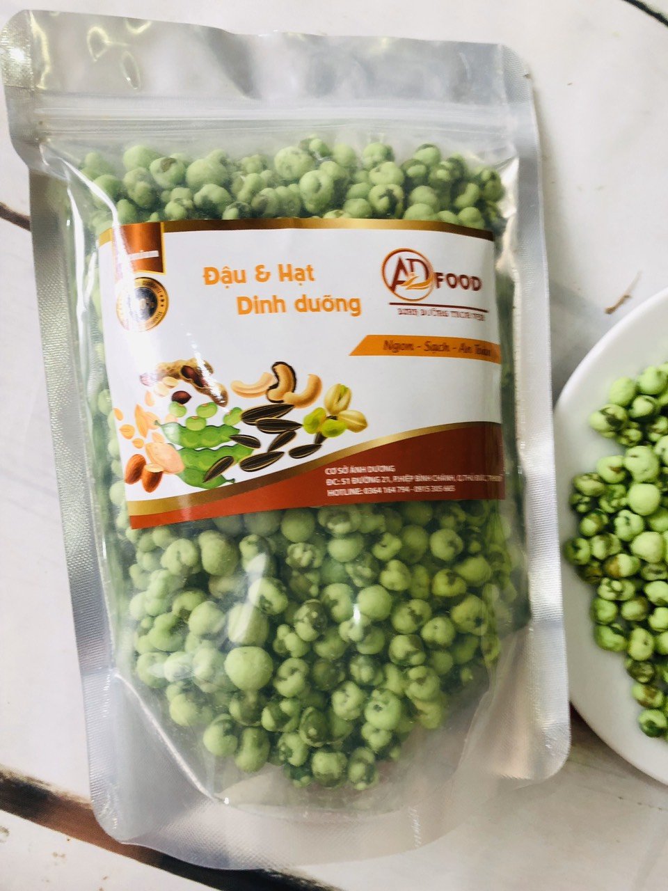 1KG ĐẬU HÀ LAN RANG MUỐI ỚT TỎI