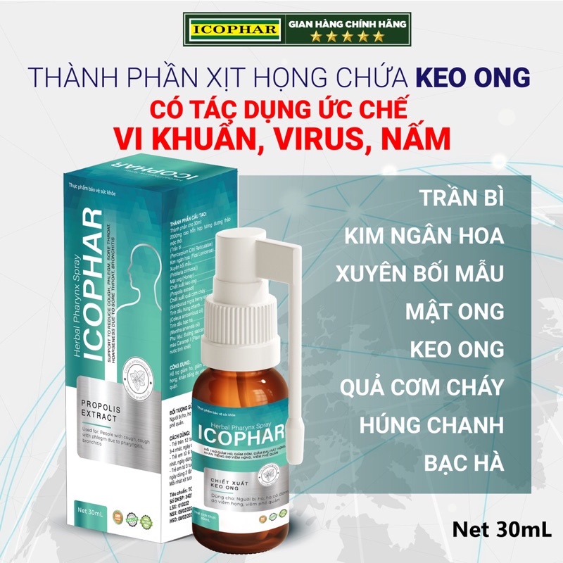 Xịt Họng Thảo Dược ICOPHAR Chai 30ml