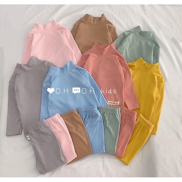 Bộ len gân MINKY MOM cổ 3cm cho bé