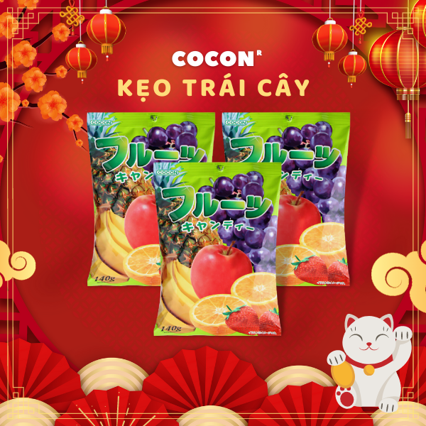 Combo 3 Gói Kẹo Trái Cây Cocon Fruit Candy 140g