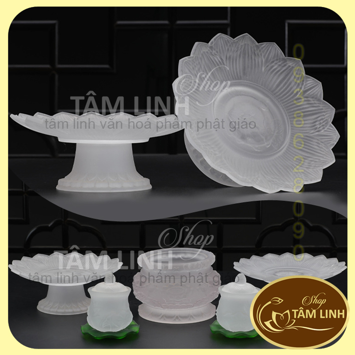 Đĩa Trái Cây Thờ Cúng Lưu Ly Trắng - Nhiều Sise