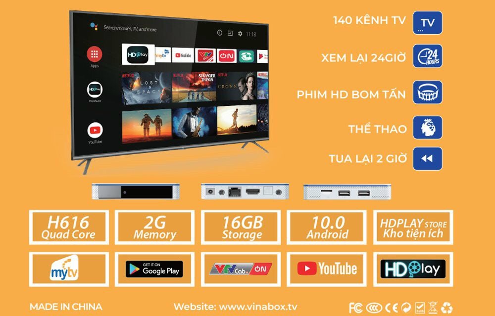 ANDROID BOX MYNET TV 2H – RAM 2G ROM 16G, ANDROID 10.0