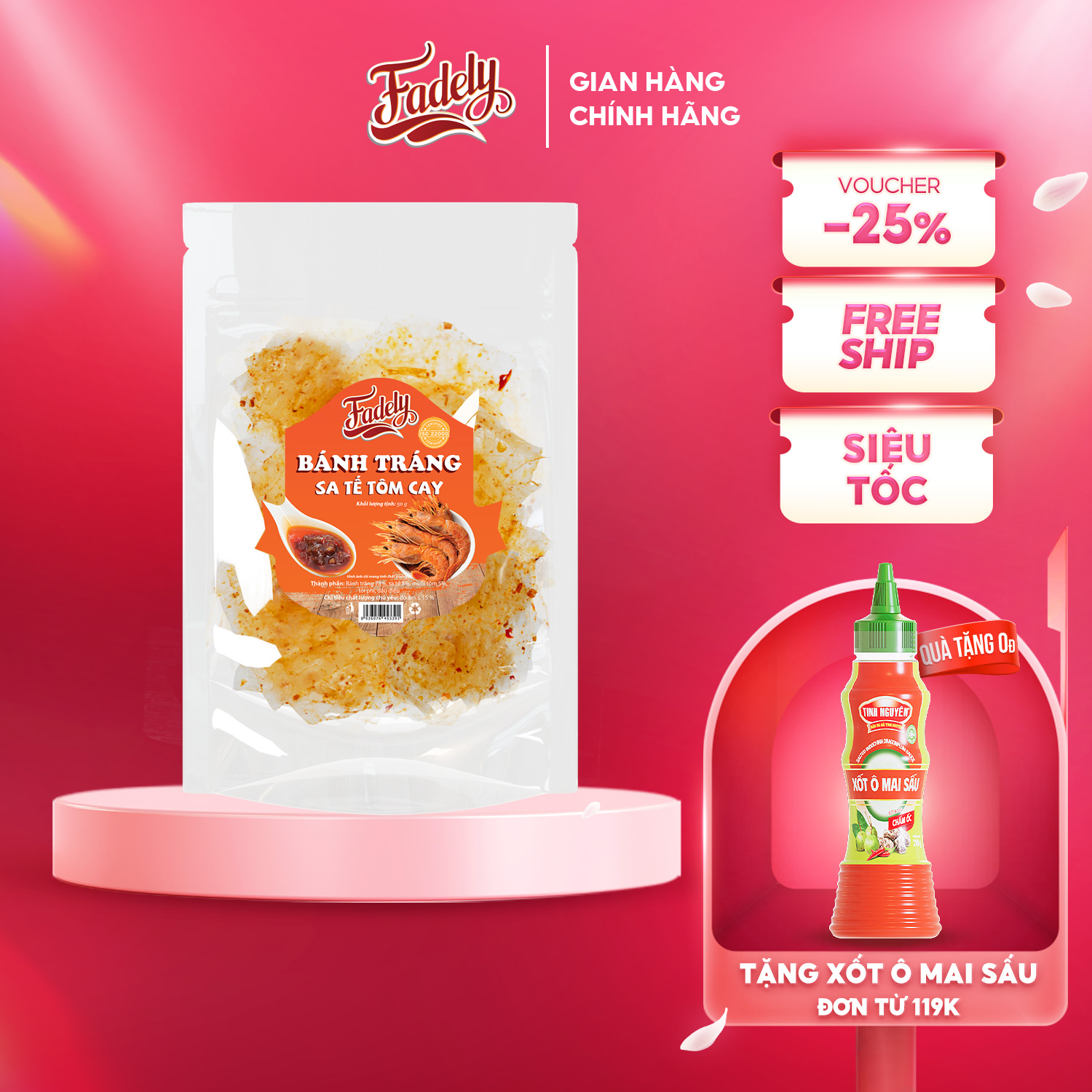 Bánh Tráng Trộn Sa Tế Tôm Cay Fadely (50g)