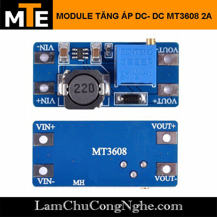 Mạch tăng áp mini 2A DC-DC 2-24V lên 5-28V MT3608