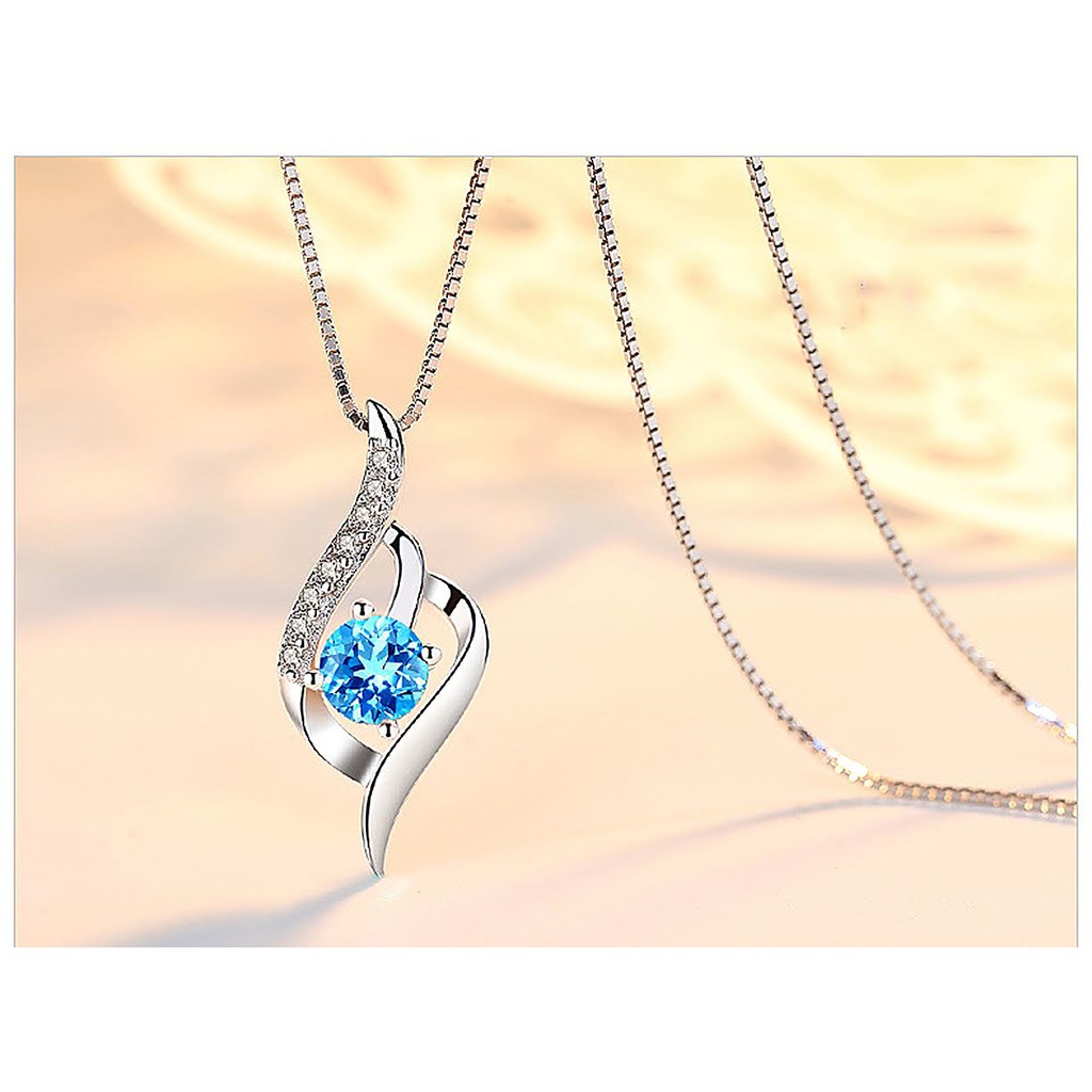 Dây chuyền bạc 925 đính đá ruby xanh ngọc lấp lánh (MDC.X015)