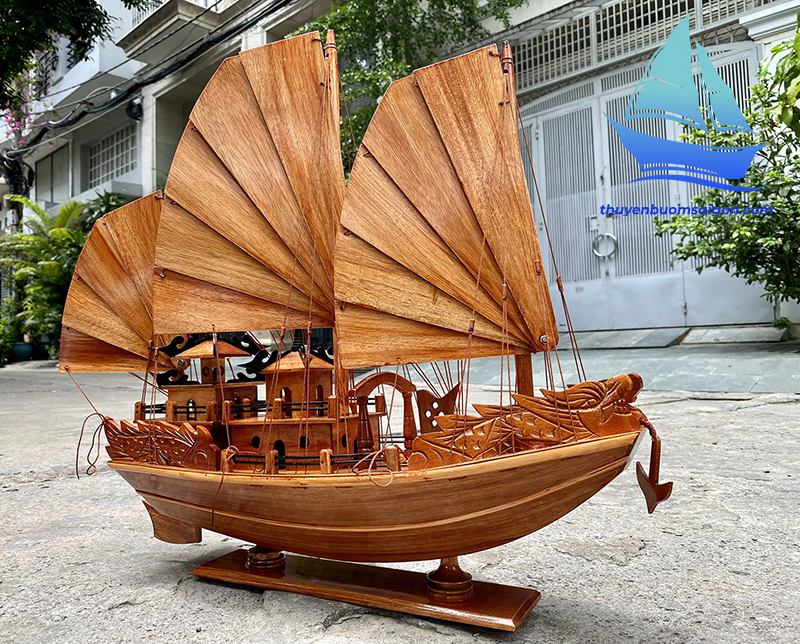 Thuyền buồm mỹ nghệ phong thủy Rồng Hạ Long 60cm, quà tặng khai trương tân gia