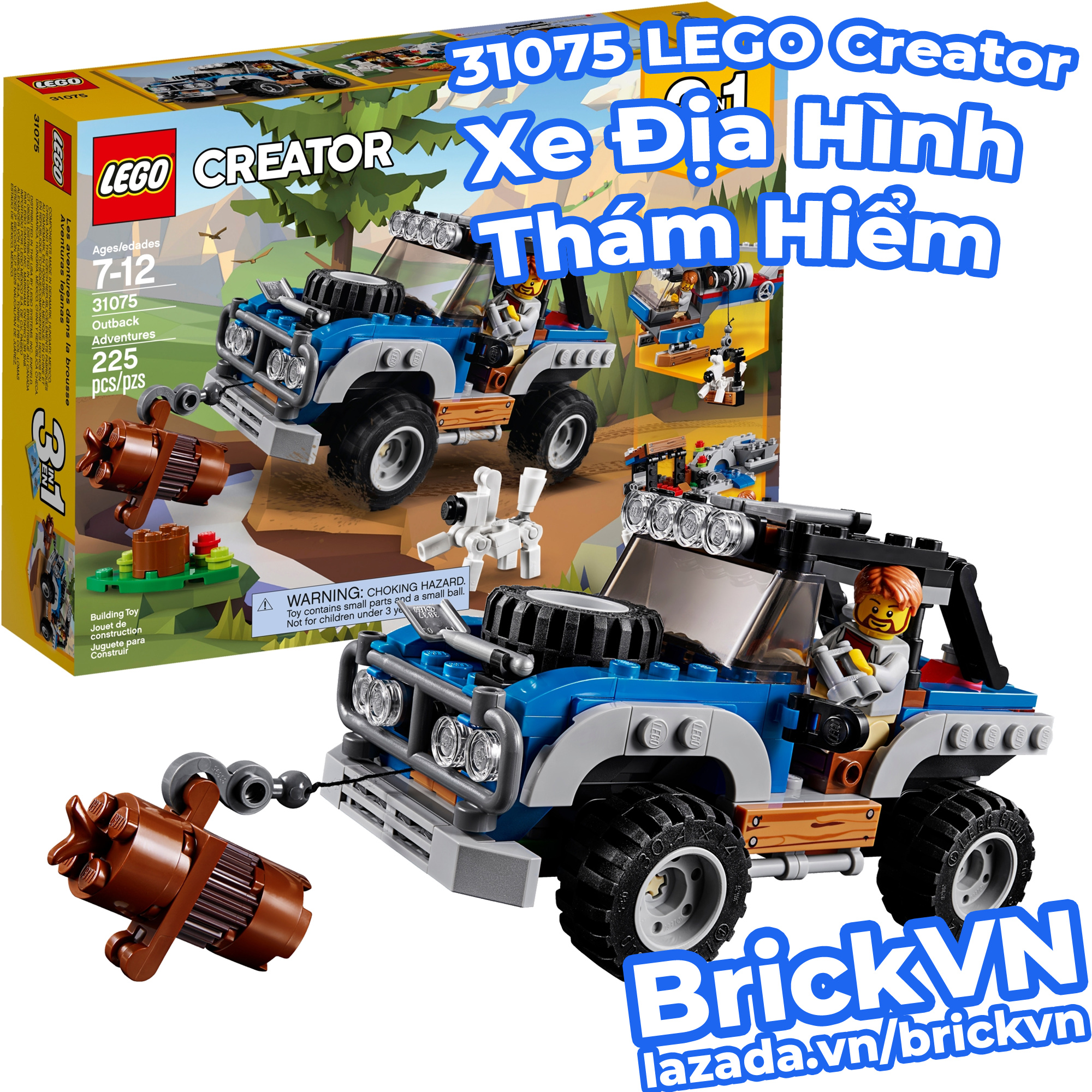 Đồ Chơi Lắp Ráp Lego Creator 31075 Xe Ô Tô Địa Hình, Máy Bay Trực Thăng  Thám Hiểm Vùng Hẻo Lánh [Brickvn] | Lazada.Vn
