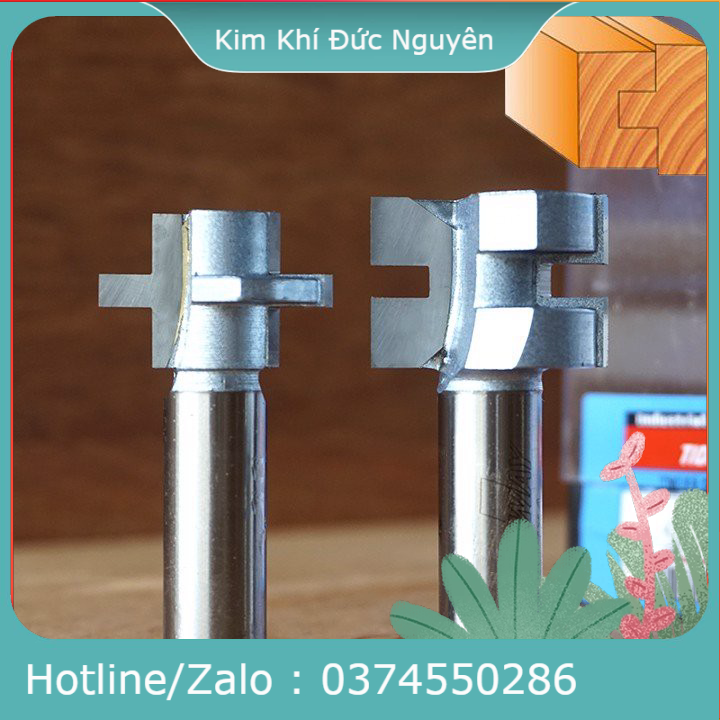 Bộ 2 mũi ghép ván thẳng tideway lc1707 - bộ mũi ghép ván 2 mũi vinachi phay ghép gỗ một mũi chạy tạo nhân lồi ván, một chạy lõm kim khí đức nguyên