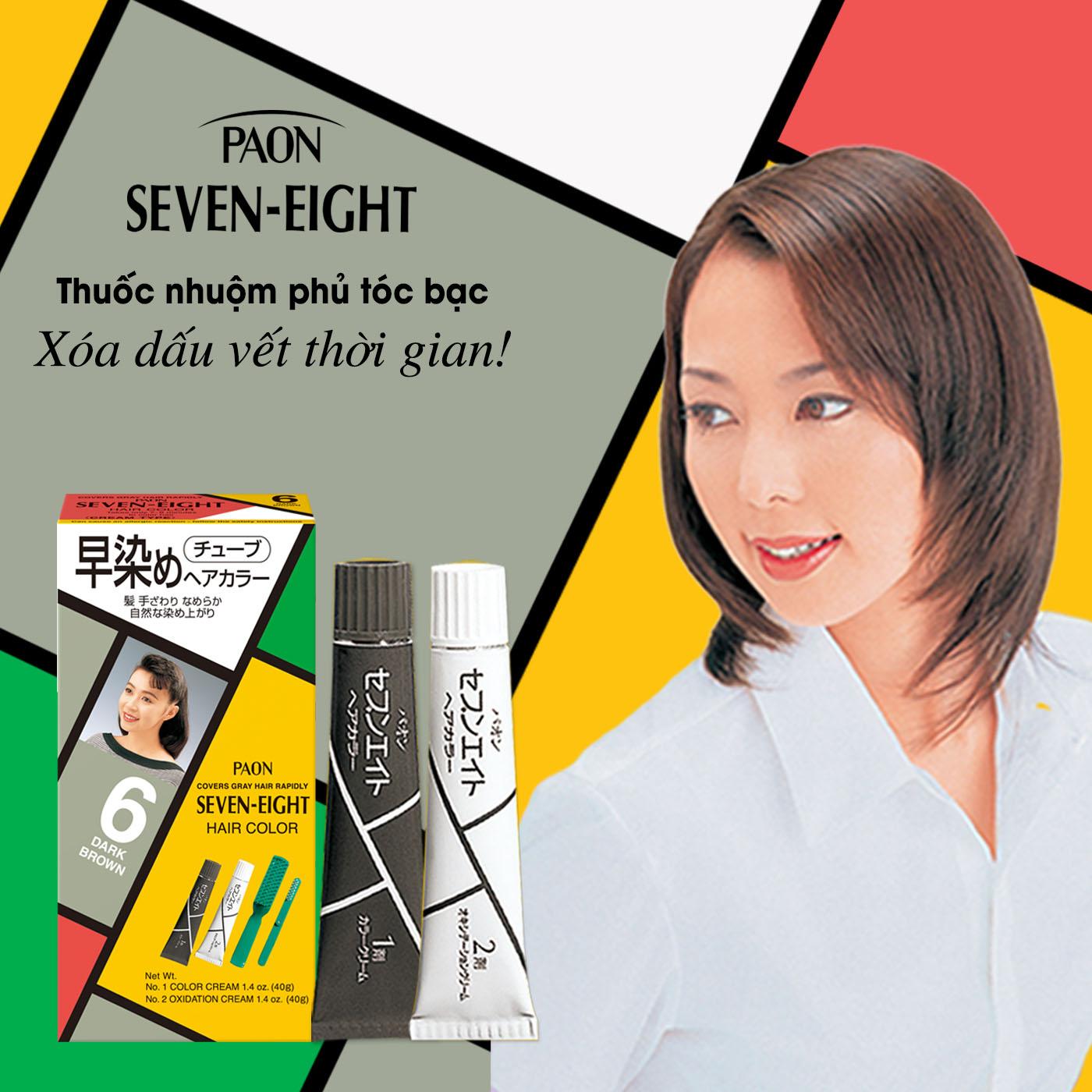 [HCM]Nhuộm phủ bạc SEVEN EIGHT số 6 (Nâu đậm) Nhật Bản (40g+40g)