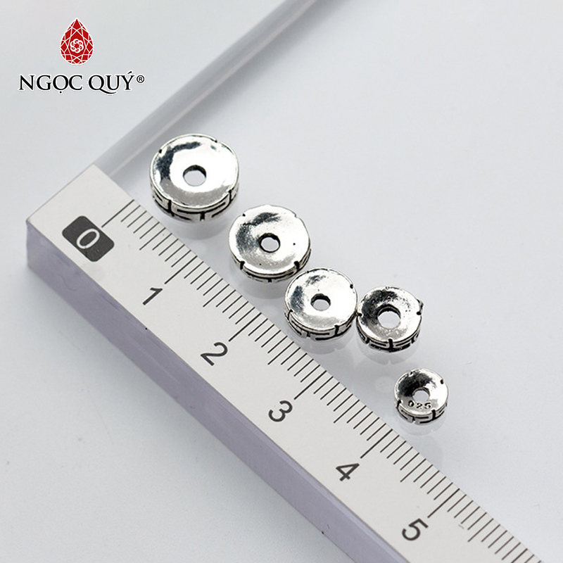 [HCM]Charm bạc s925 chặn hạt họa tiết hoa văn (charm chặn hạt) size 8mm