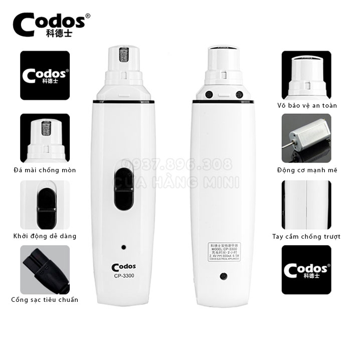 【SẠC ĐIỆN】 Máy Mài Móng Cho Thú Cưng Codos CP-3300 Sạc Điện