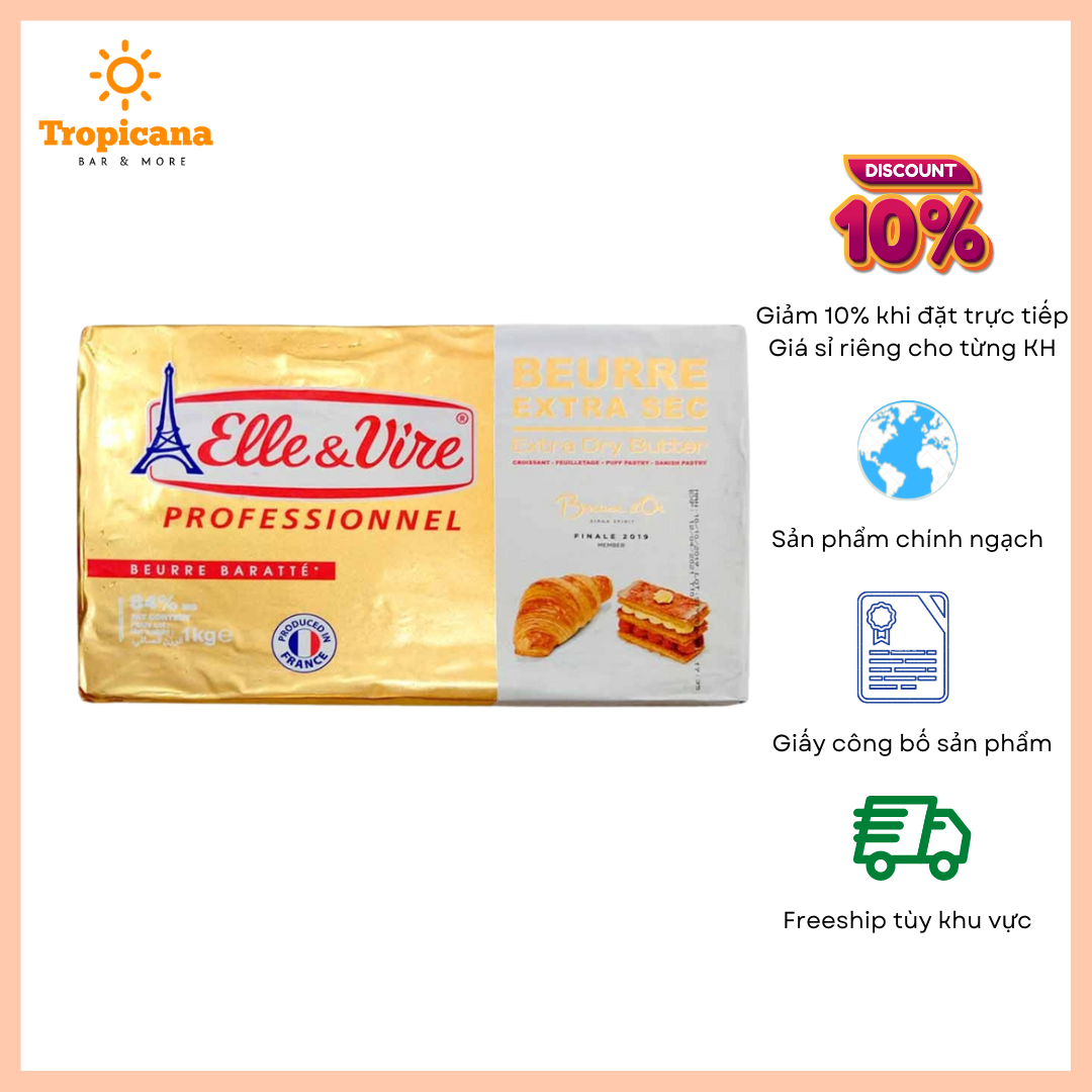 Bơ cán Elle & Vire 84% béo 1kg