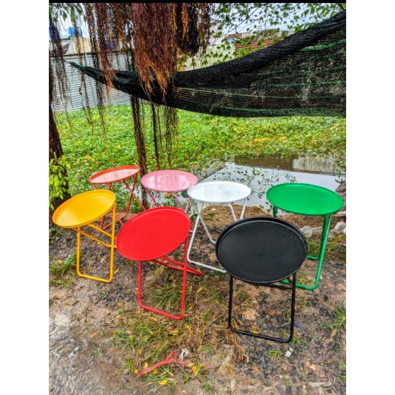 Bàn tròn xếp gọn cao 52 cm - đủ màu sắc