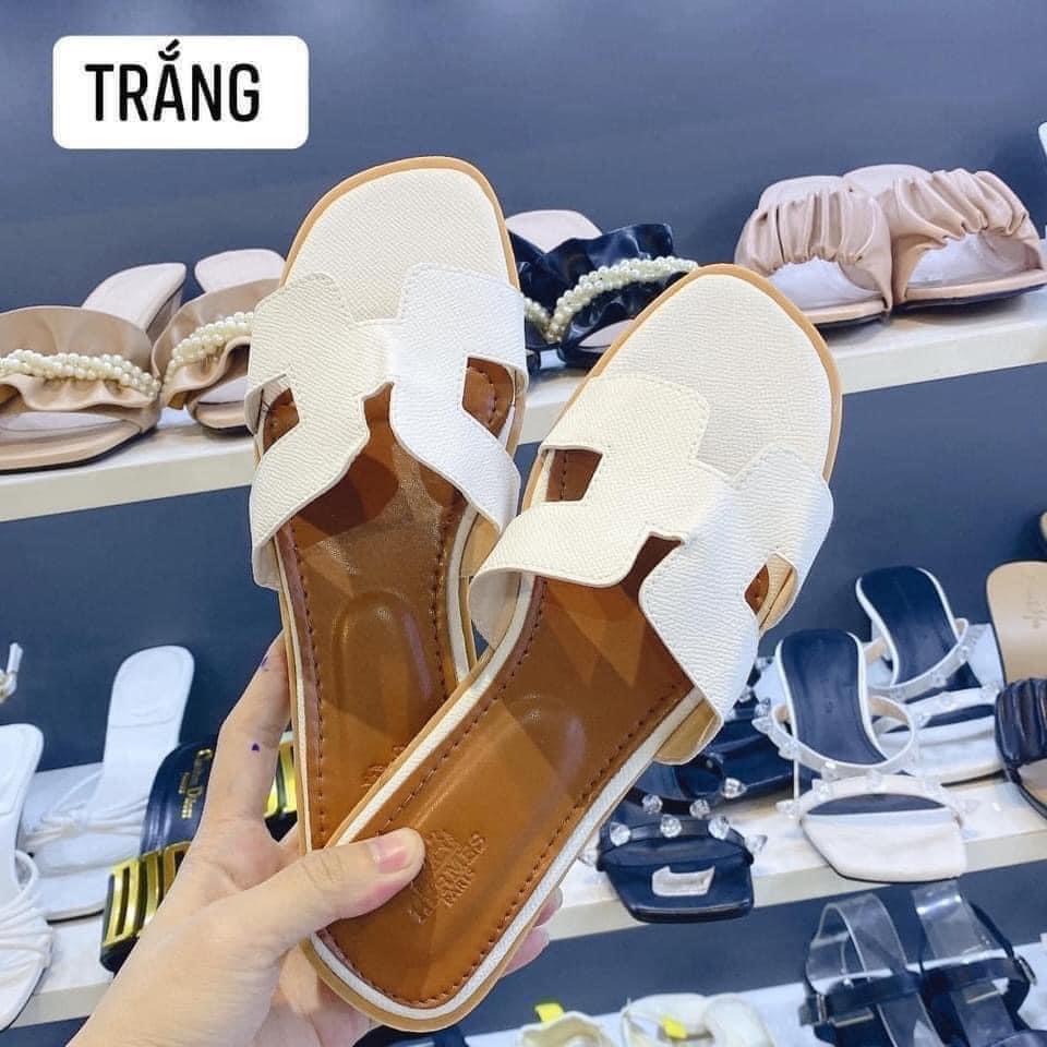 Dép lê nữ  da Cá Sấu Hàn Quốc kèm clip thật