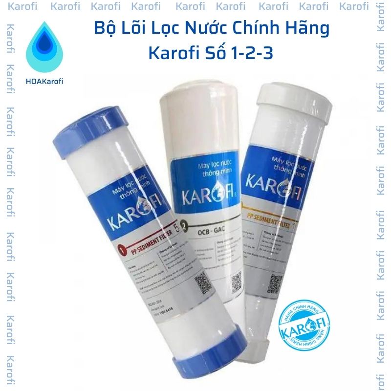 Bộ lõi lọc nước karofi 123 - lõi lọc chính hãng dùng cho các loại máy ro