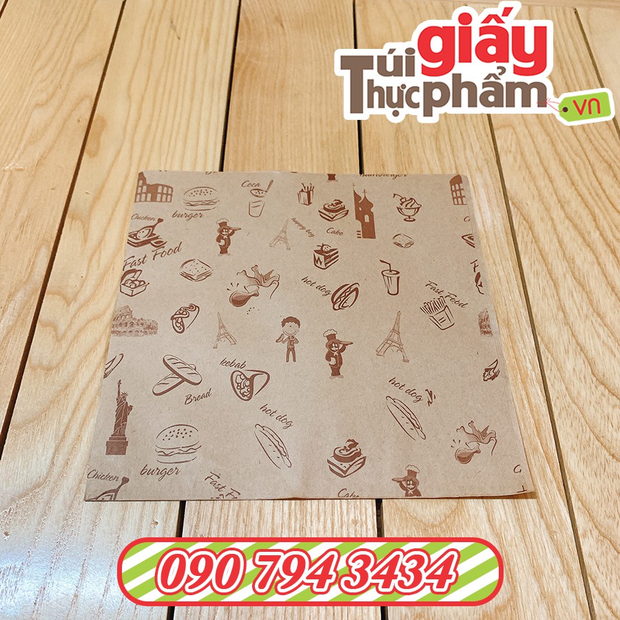 [Giá gốc]1000 túi giấy KEBAB (Kraft - in sẵn)