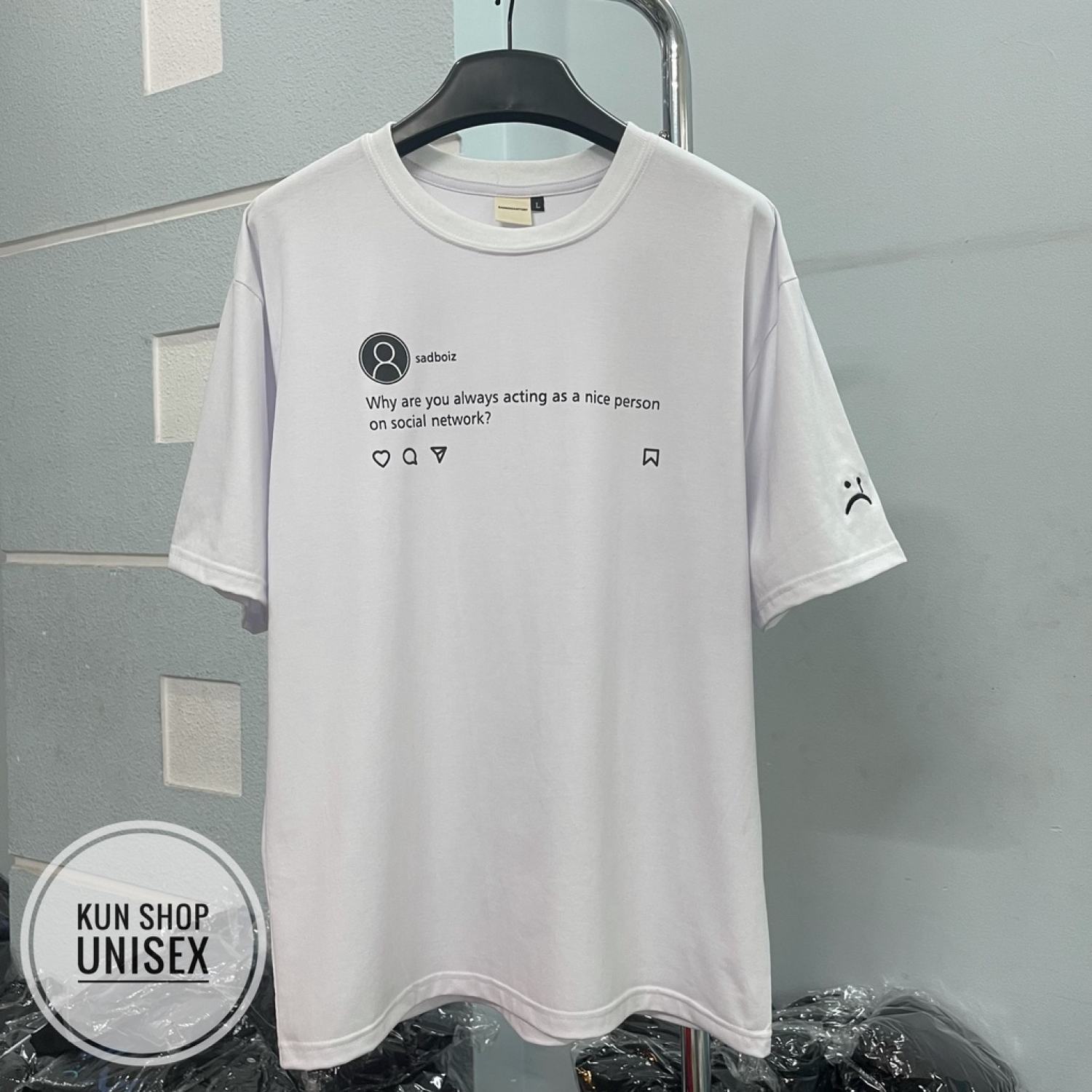 Áo thun tay lỡ free size unisex sad boiz sadtagram tee logo