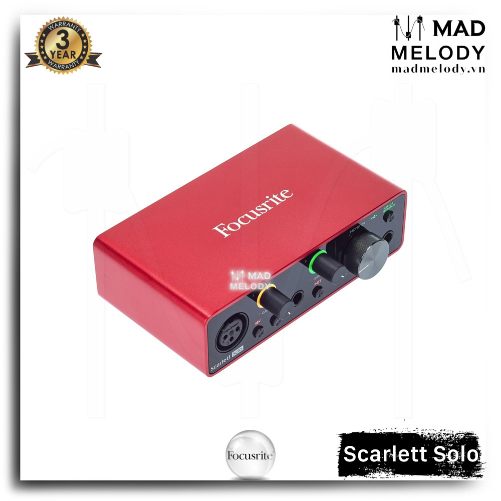 Focusrite Scarlett Solo USB Audio Interface (3rd Gen) [soundcard thu âm/kiểm âm Solo Gen 3, thế hệ 3, NEW]