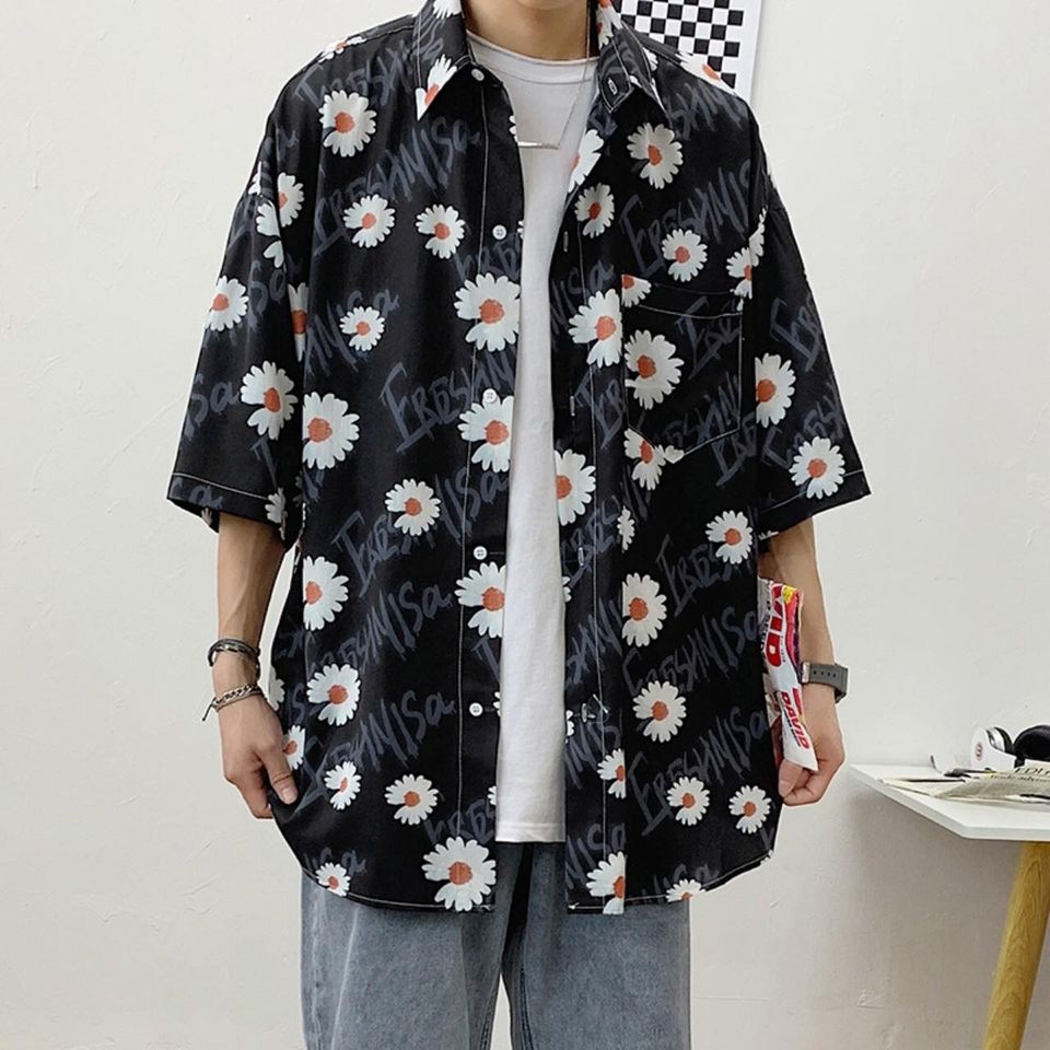 Áo sơ mi tay lụa unisex HOA CÚC 2 màu cực chất