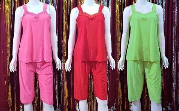 Đồ bộ lửng mặc ngủ thun lạnh mềm mại phối ren nhiều màu