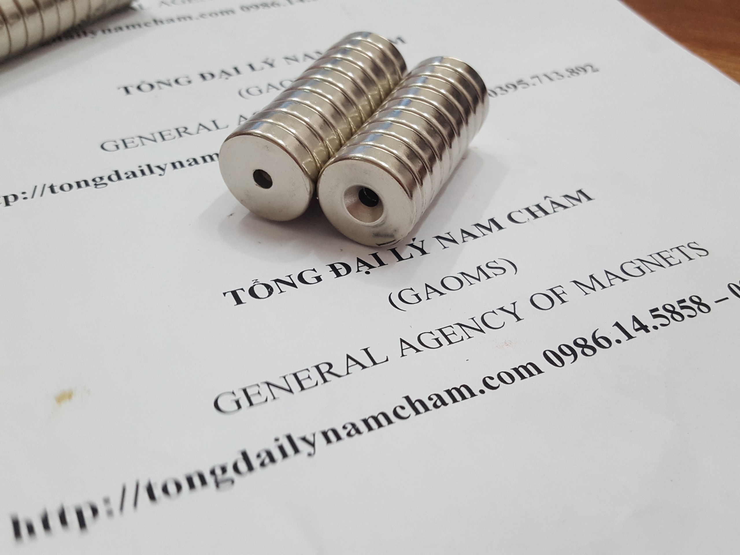 5 viên nam châm 20x5mm có lỗ vát bắt vít