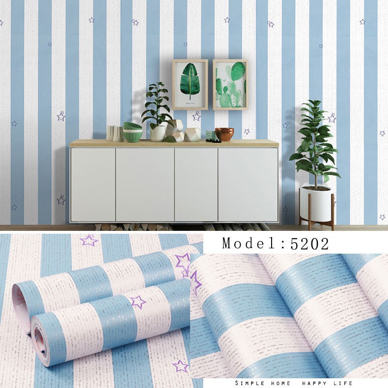 Cuộn 5M x 45cm decal giấy dán tường - ngôi sao sọc hồng