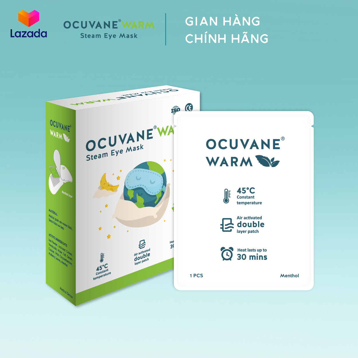 Miếng chườm ấm mắt hơi nước thảo dược Ocuvane Warm