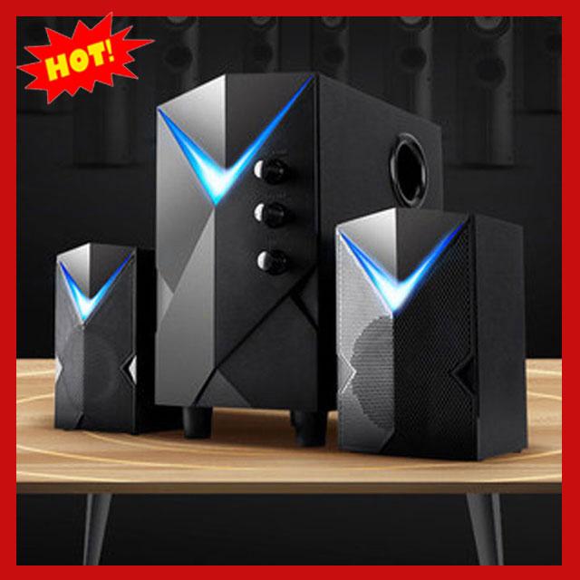 Loa máy tính công suất lớn, Loa vi tính để bàn 2.1 Golden Field H8 âm thanh siêu trầm hỗ trợ bluetooth, led chữ v