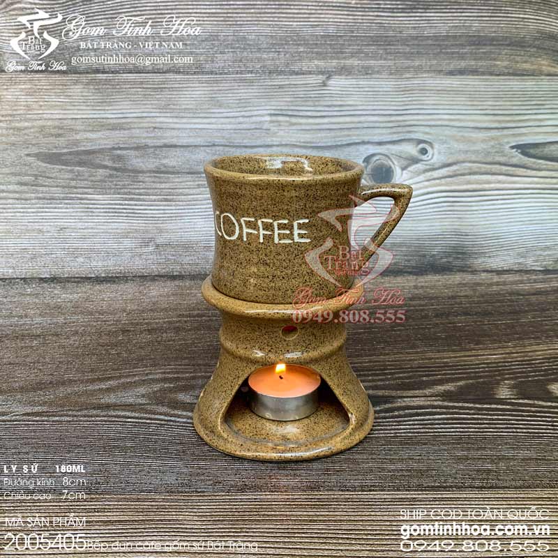 Ly tách cafe đốt nến gốm sứ Bát Tràng cao cấp