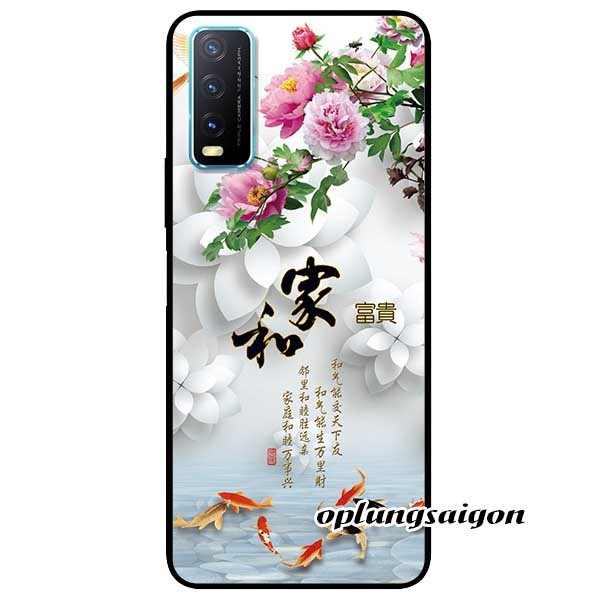 Ốp Cường Lực Dẻo Đen Dành Cho Vivo Y20 / Vivo Y20s Mẫu Chim Cá Hoa Trắng