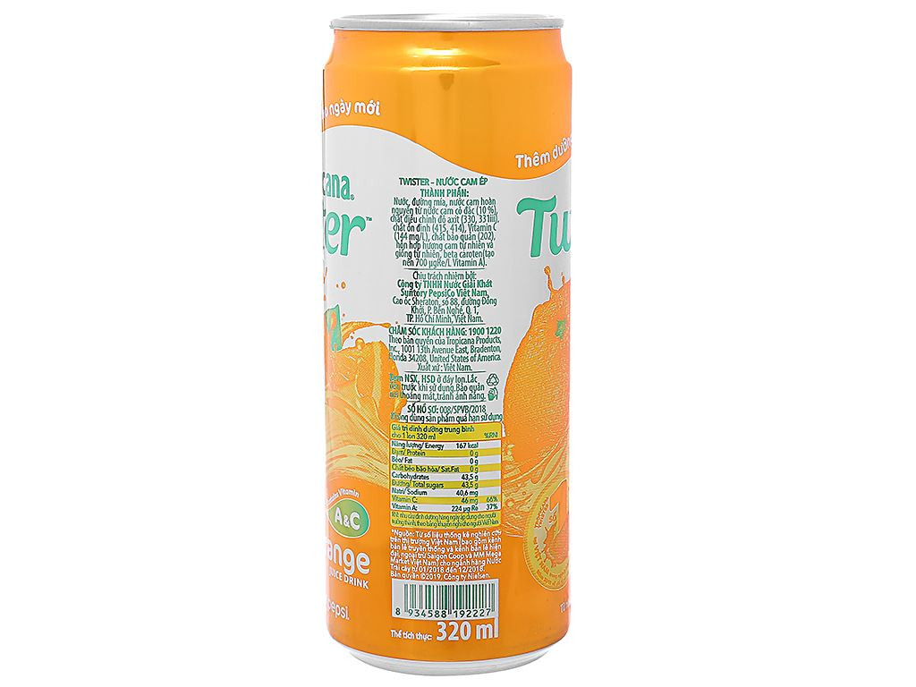 nước cam ép Twister Tropicana 320ml(thùng 24 lon)