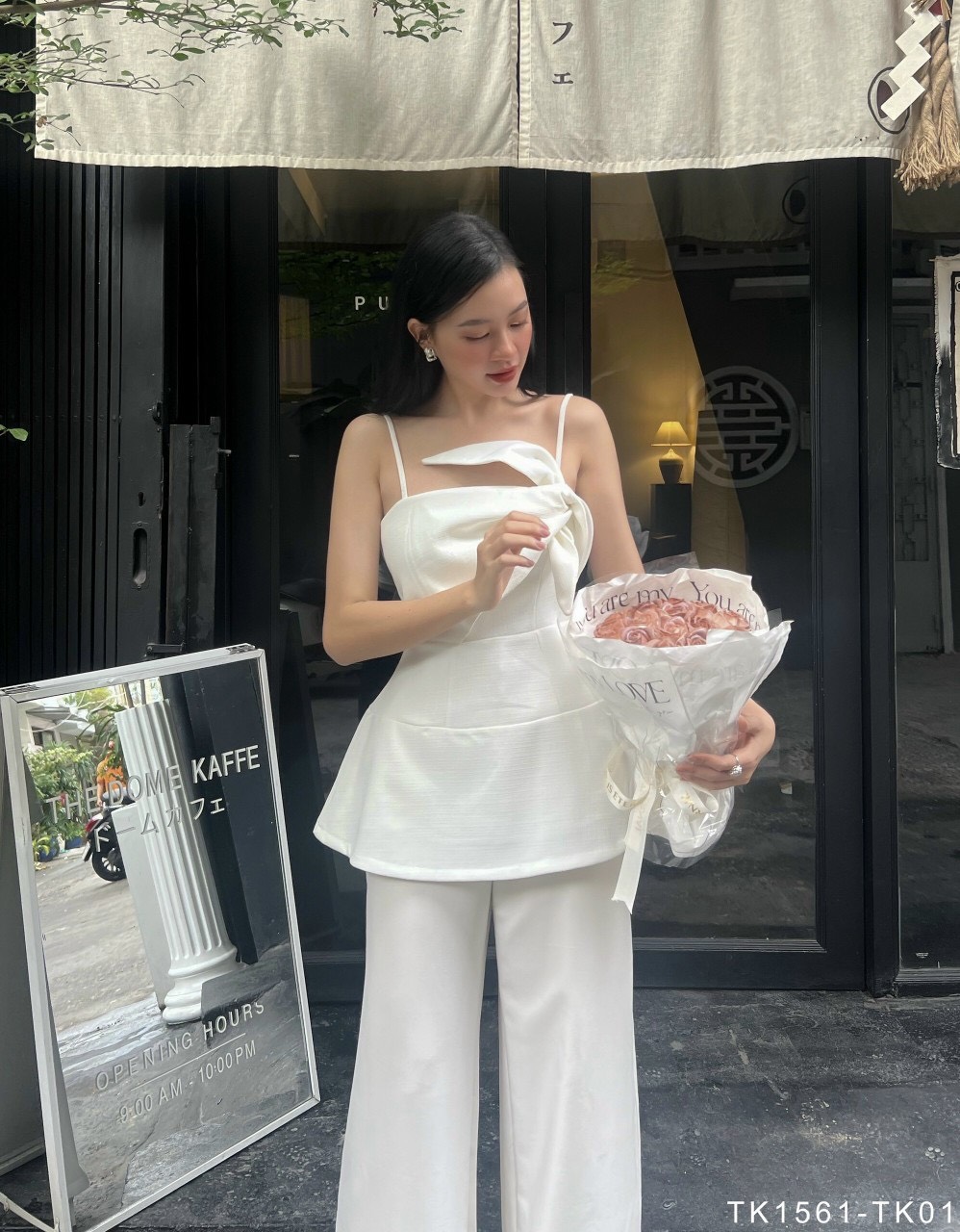 [Ảnh thật] Áp peplum 2 dây cột nơ cách điệu