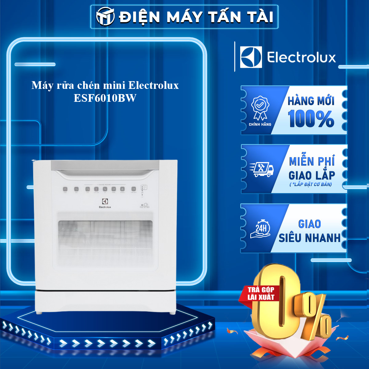 Máy rửa chén mini electrolux esf6010bw 6 chương trình rửa công nghệ rửa nước nóng trang bị thiết bị chống tràn khoá trẻ em. - giao toàn quốc - freeship hcm