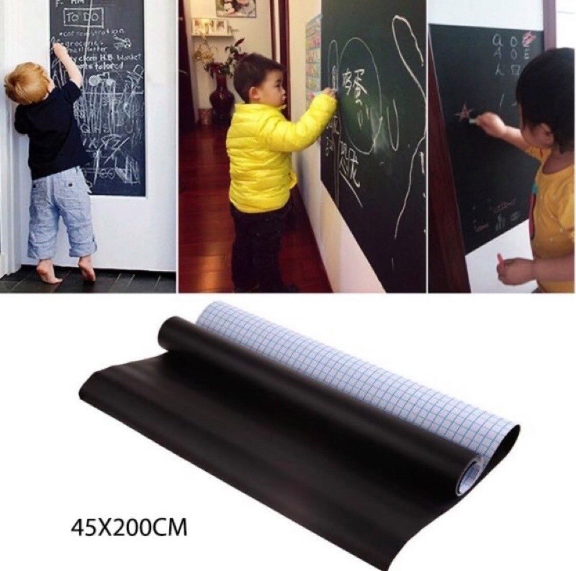 Decal Bảng Đen Viết Phấn Bảng Decal Dán Tường Thông Minh Có Màu Xanh Lá Size 45x200cm
