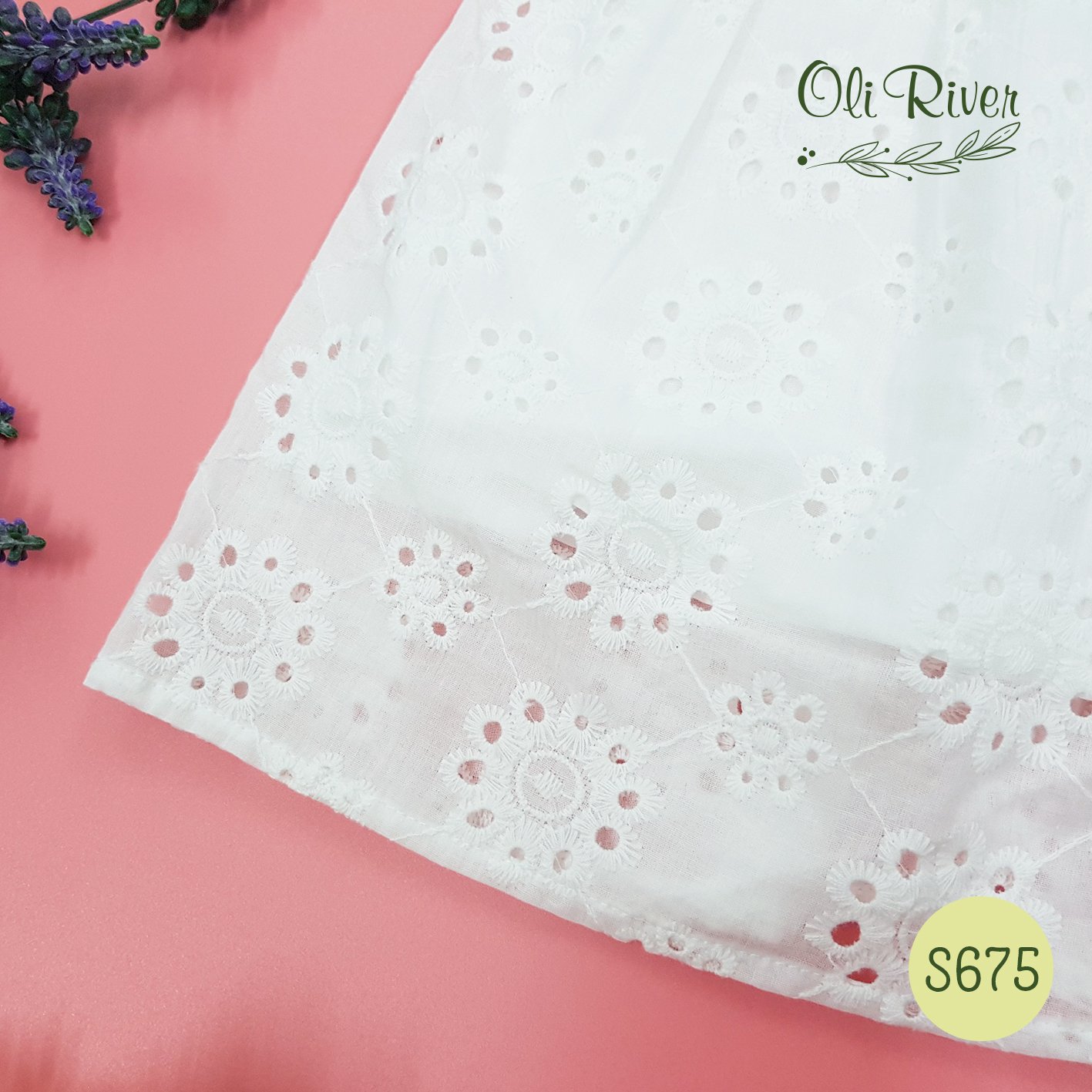 [HCM]VÁY TRẮNG ĐỤC LỖ SIÊU ĐẸP  HÃNG OLIRIVER