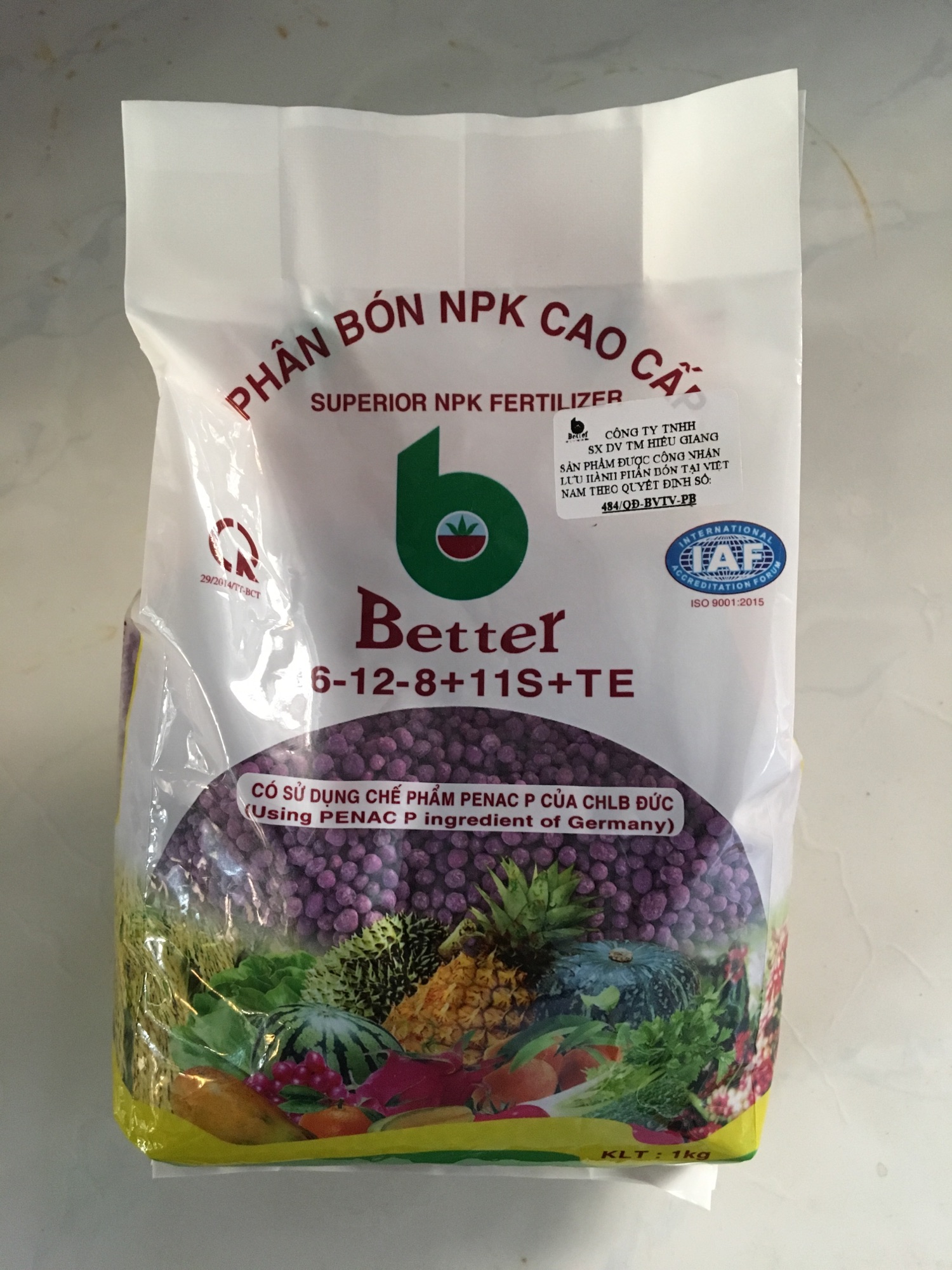Phân bón NPK CAO CẤP BETTER 16-12-8+11S+TE  1KG/GÓI