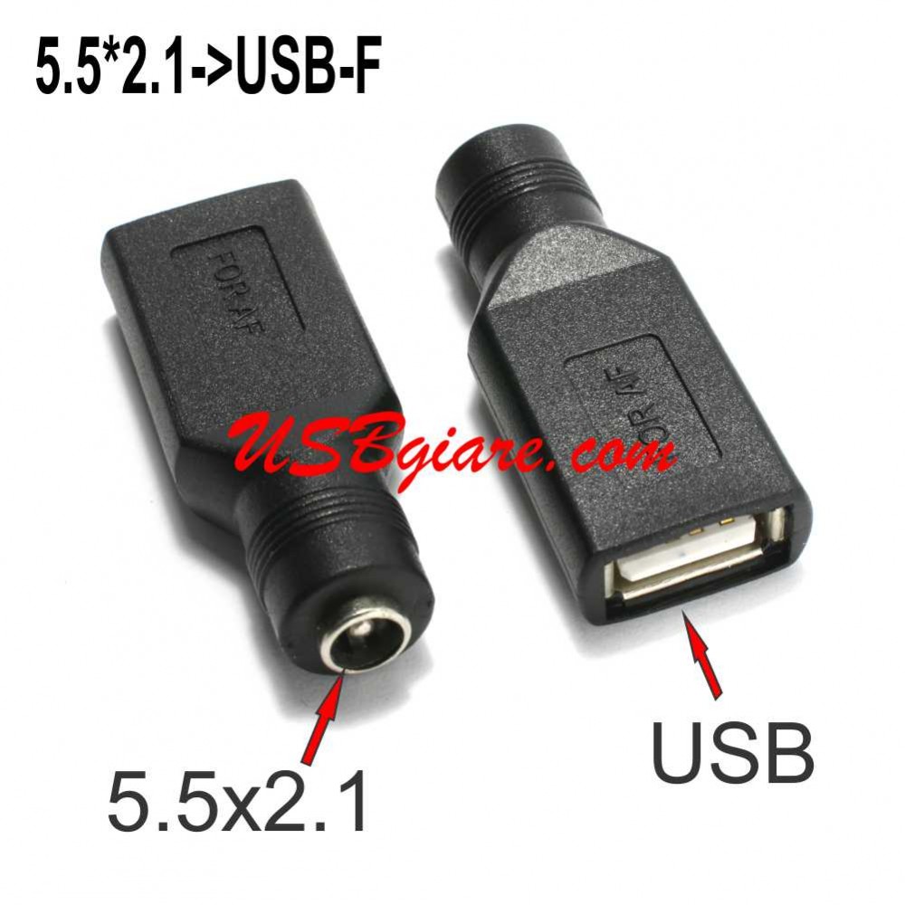 Đầu chuyển nguồn dc 5.5*2.1mm sang usb cái