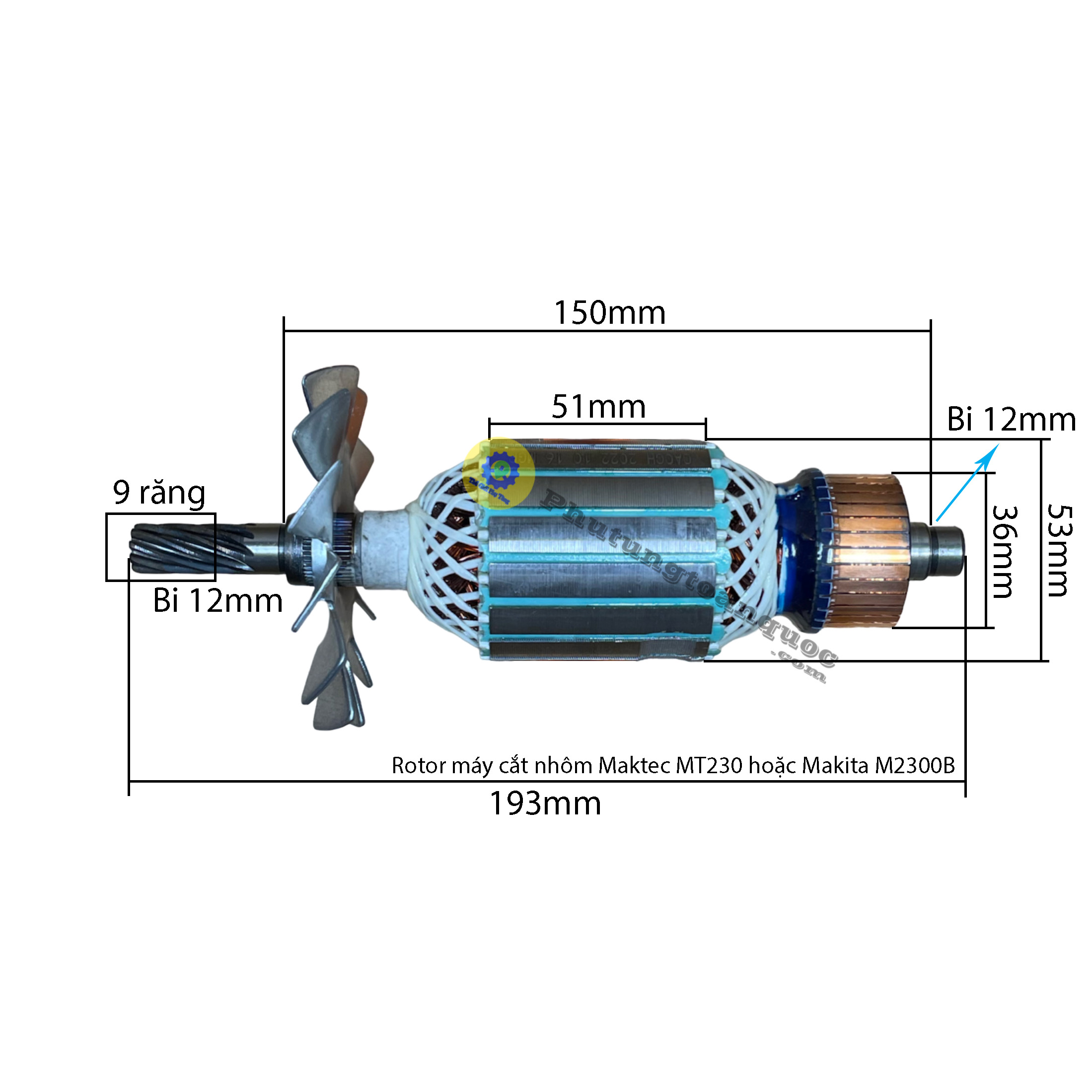 Rotor Máy Cắt Nhôm 255mm Makita M2300B Hoặc Maktec MT230 Các Dòng Máy Nhái Cùng Thông Số