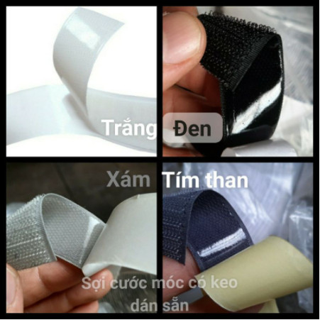 Dán sé/Băng dính gai, khóa nhám, rộng 2.5cm, dài 1 mét có sẵn keo sẵn