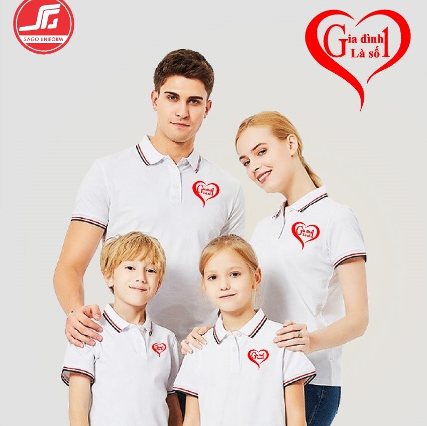 Áo gia đình cổ trụ chất lượng đẹp vải cá sấu polo 3/4/5 người thoáng mát SAGO T-SHIRT GDPLS06A