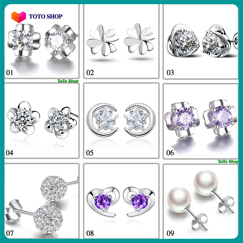 Bông tai bạc S925 nhỏ xinh xắn đáng yêu phong cách Hàn Quốc siêu dễ thương BSTKNu -
