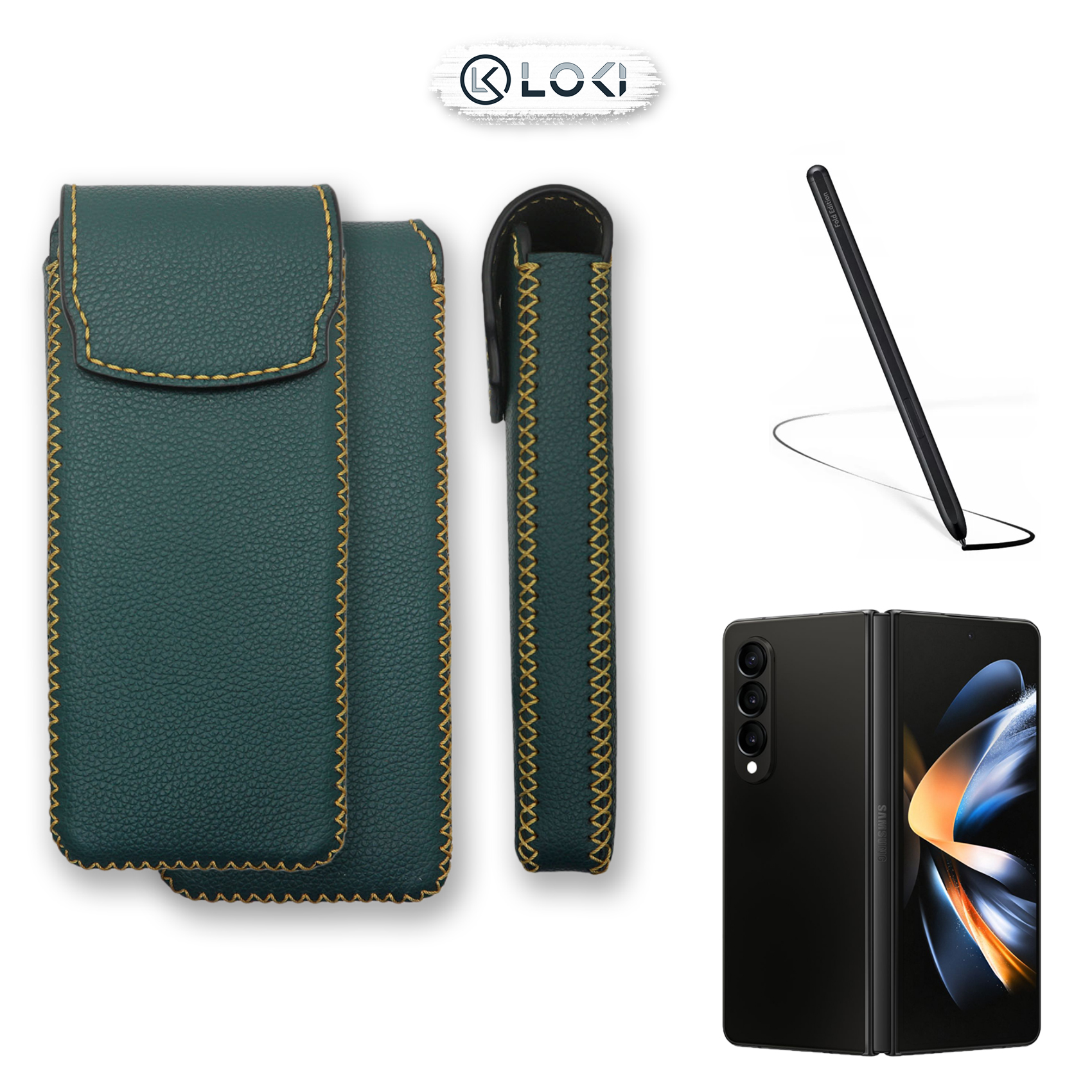 Bao da đựng máy gập Samsung Galaxy Fold  4 | 5 | 6 | 7 | Huawei | Honor | Oppo dạng đứng - Manory Leather
