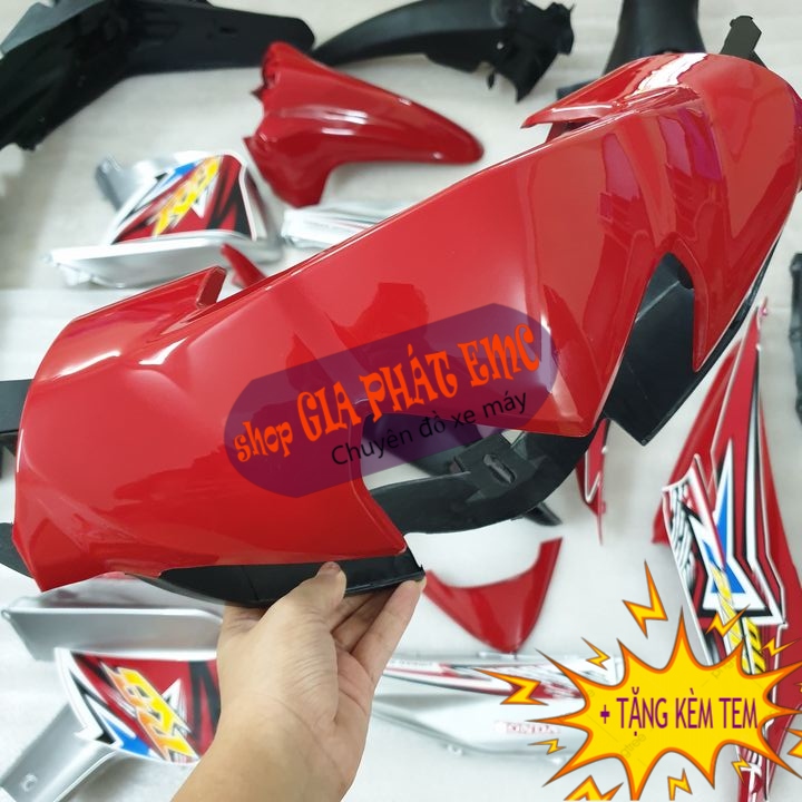 [ TẶNG KÈM TEM ] Dàn áo màu ĐỎ ĐUN gắn xe Wave s110 / RS 110 nhựa nguyên sinh ABS