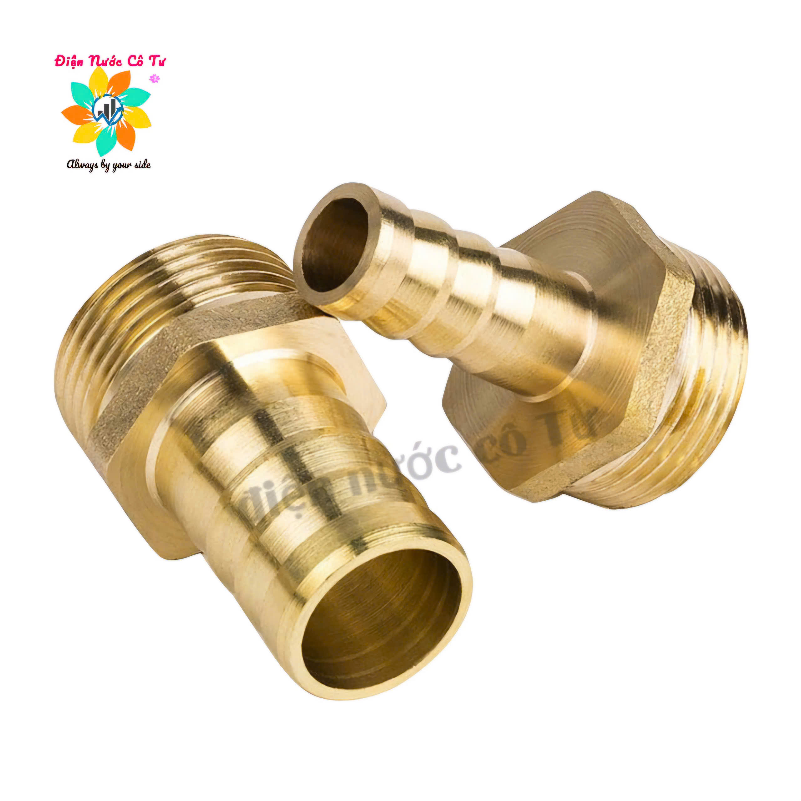 Nối thau đuôi chuột ren ngoài 21mm