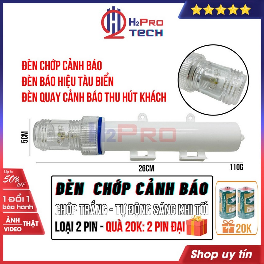 Đèn Chớp Cảnh Báo, Đèn Báo Hiệu Tàu Biển H2pro Nháy Trắng Hoặc Đỏ Cao Cấp, Thu Hút Khách Hàng (Tặng Pin Đại)-H2Pro Tech