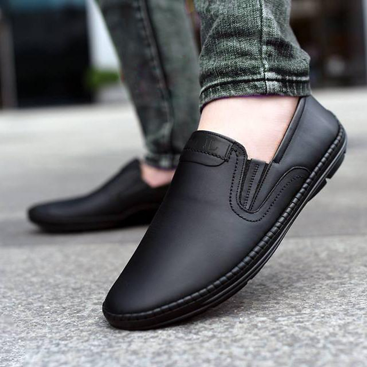 Giày lười nam đẹp da bò thật zl06 - giày mọi đẹp 2019