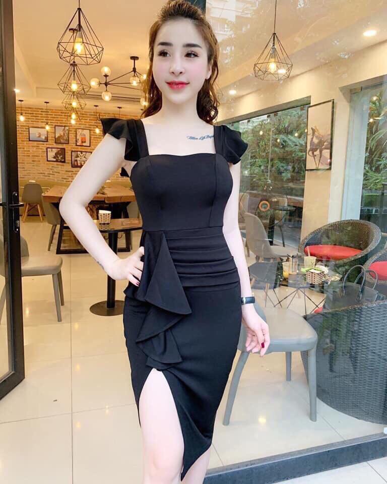 Đầm body xẻ tà ren xéo mẫu mới siêu sang LĐ 0619