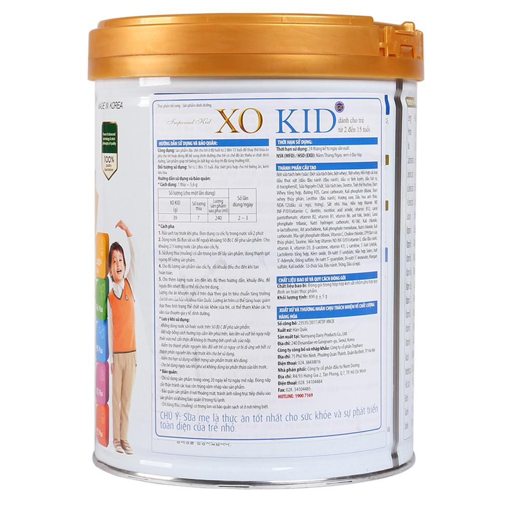 Sữa Bột Namyang XO Kid Hộp 800g (Cho trẻ  2-15 tuổi)