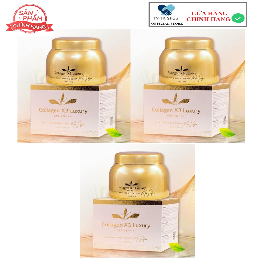Bộ 3 Hộp Kem Body Collagen X3 Luxury Đông Anh 250gr Dưỡng Da Trắng Sáng, Mềm Mịn, Thơm Hương Lâu - Mẫu Mới