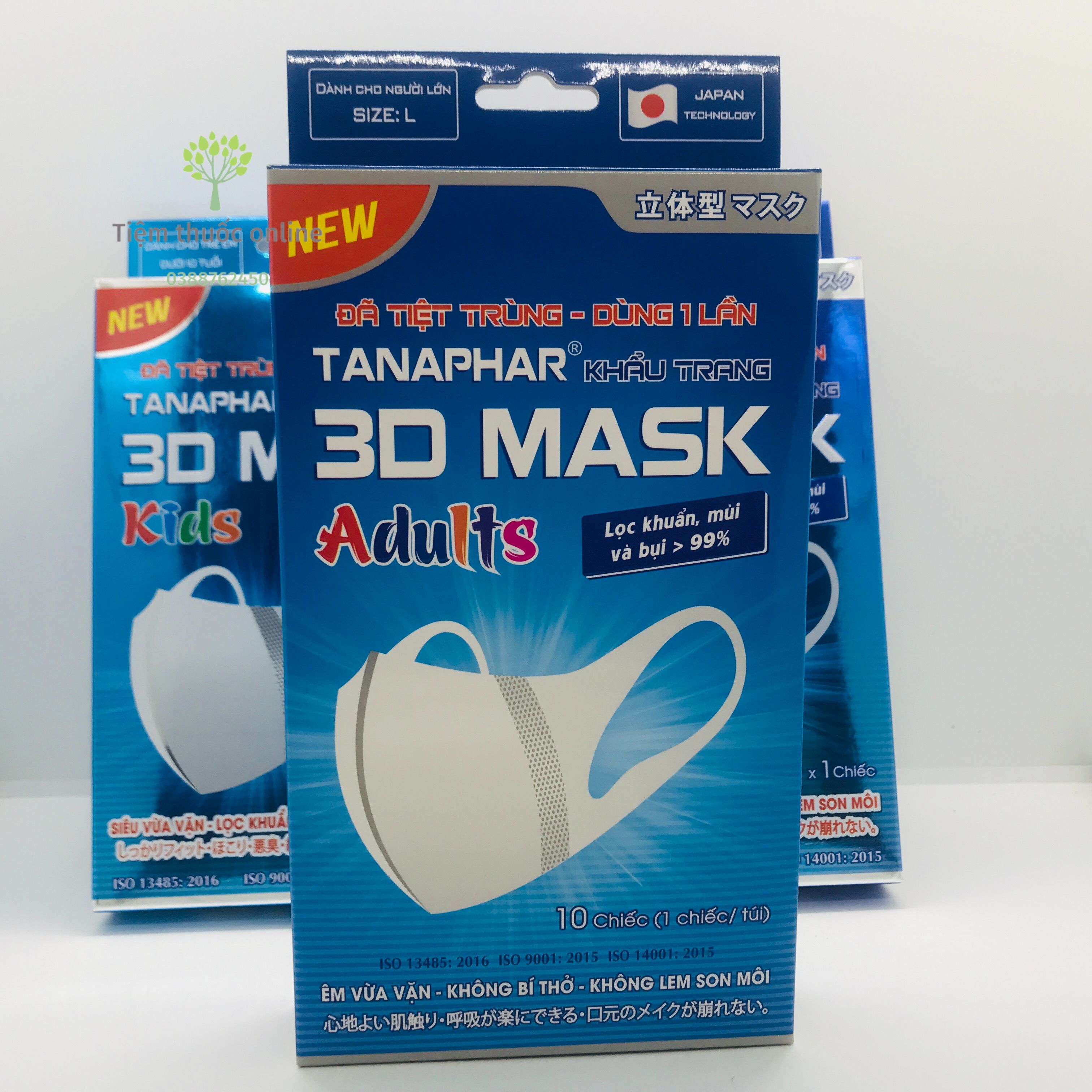 Hộp 10 túi/10 chiếc khẩu trang 3d mask tananphar